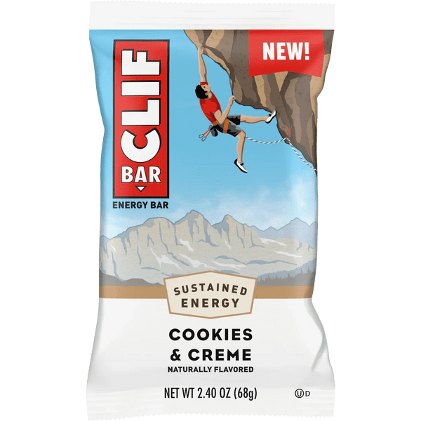 Energy bar with mountain climber design