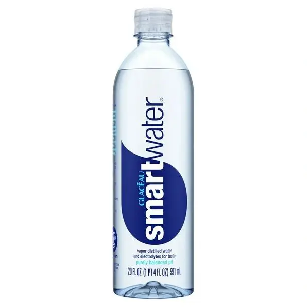 Smartwater bottle with blue label