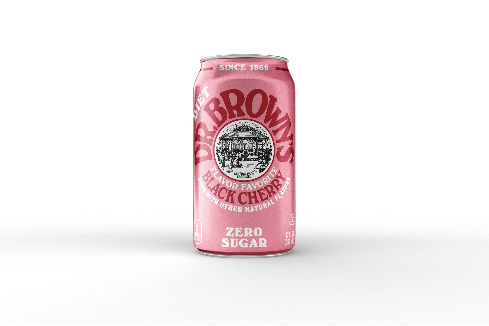 Pink can with black cherry flavor
