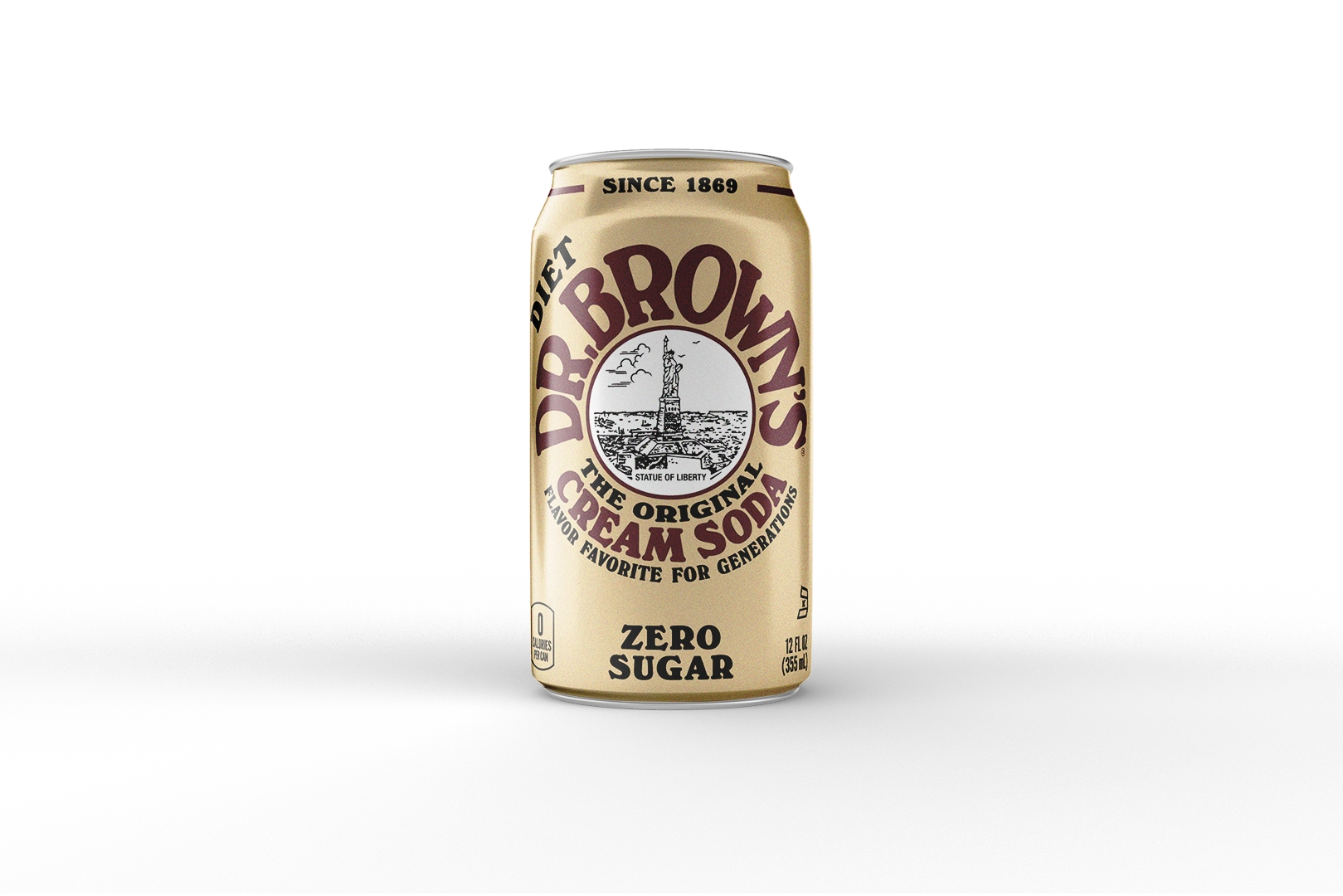 Cream soda can on black background