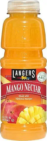 Mango nectar bottle with label