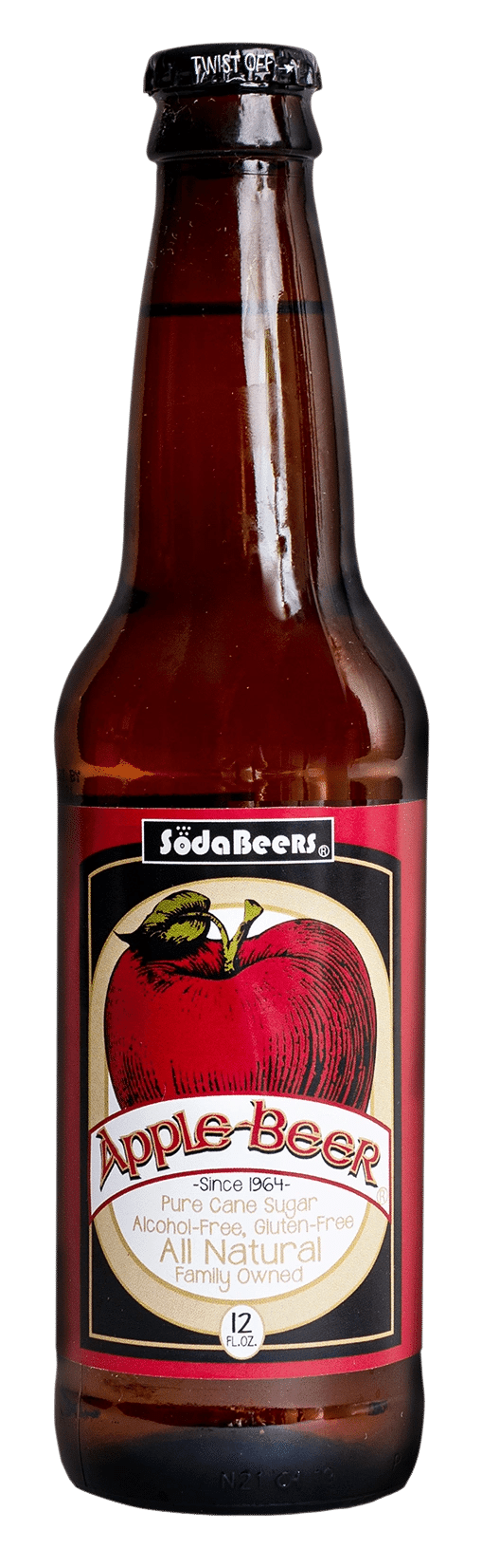 Apple beer bottle with red label