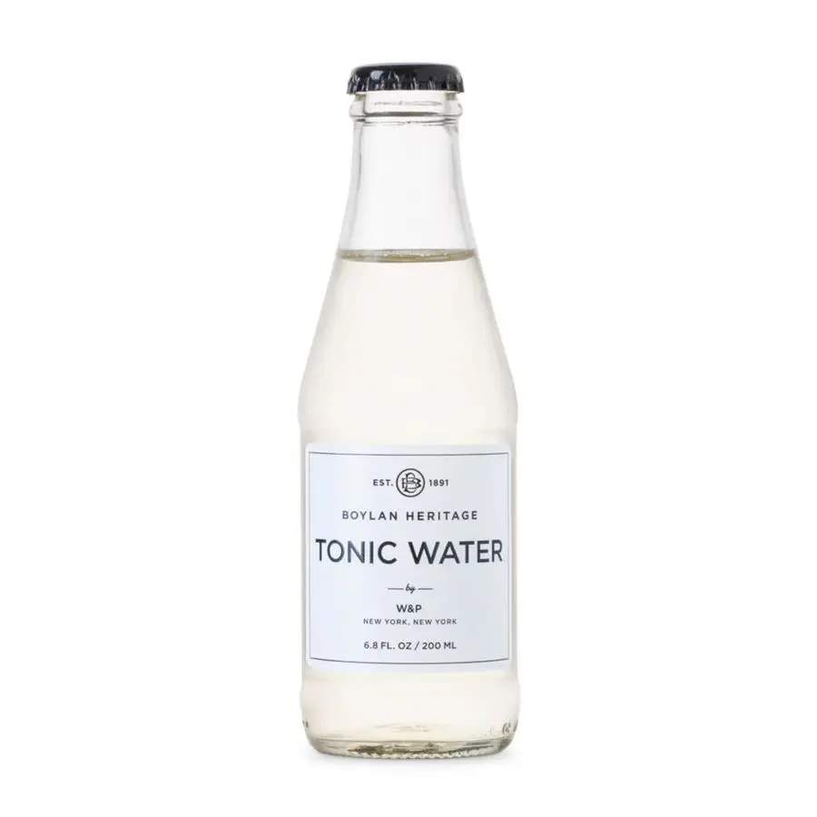 Clear bottle of tonic water