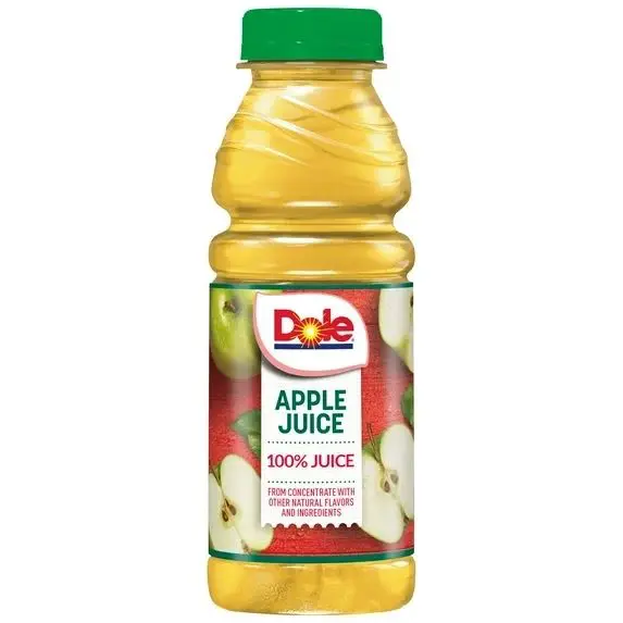 Apple juice bottle with green cap