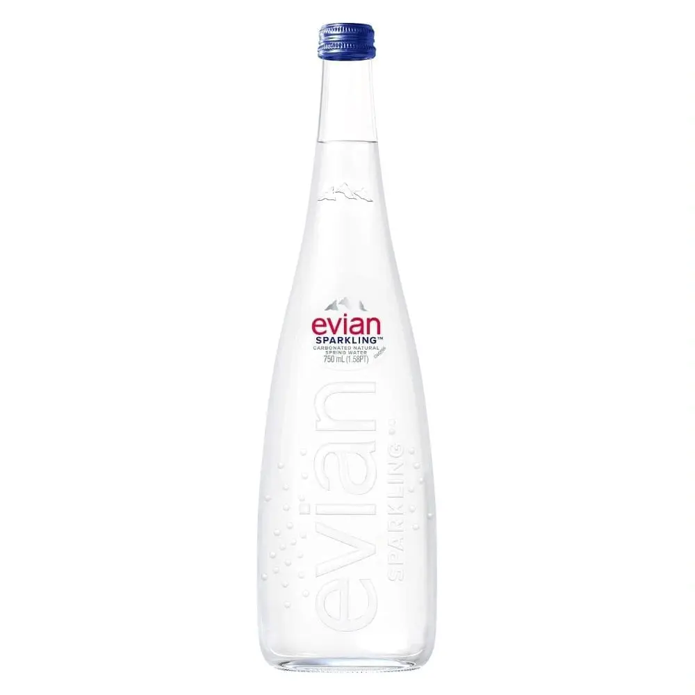 Elegant Evian bottle with blue cap