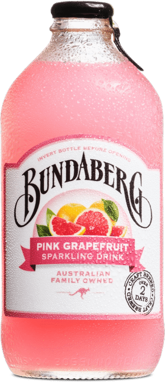 Refreshing Bundaberg drink with pink label