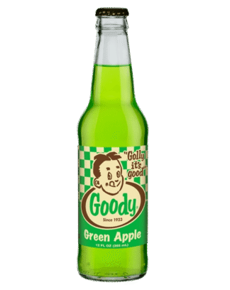 Vintage-style green apple soda bottle design