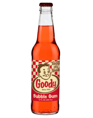 Red bubble gum soda bottle