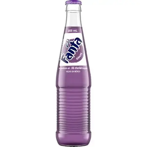 Purple Fanta bottle with grape flavor