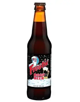 Frostie Root Beer with snowy label design