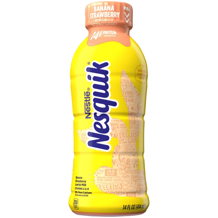 Yellow Nesquik drink with protein