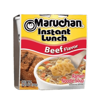 Beef flavored instant ramen cup