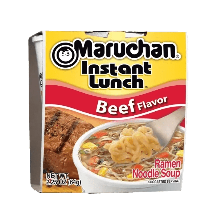 Beef flavored instant ramen cup