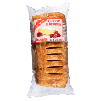 Packaged Danish with cheese and berries