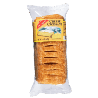 Packaged cheese croissant with label