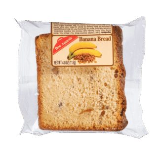 Packaged banana bread slice