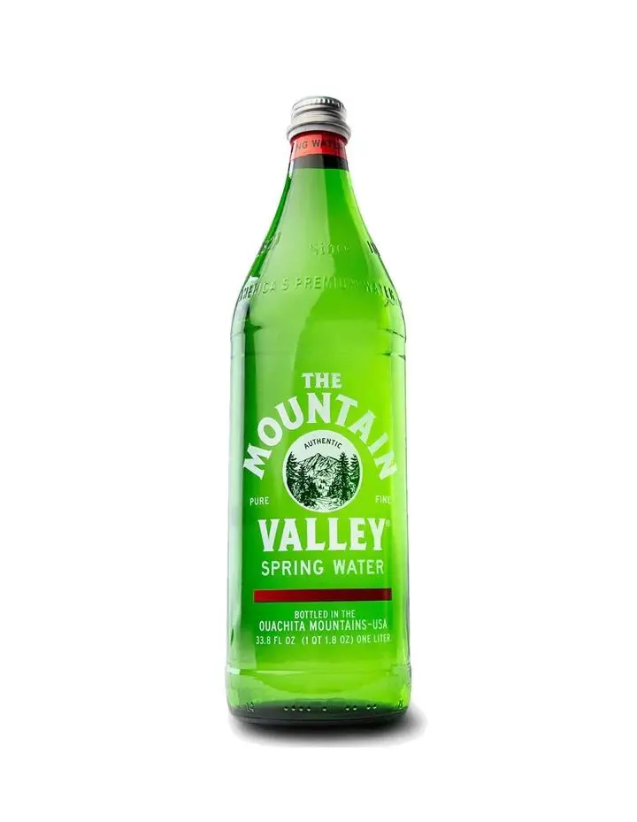 Glass bottle of Mountain Valley water