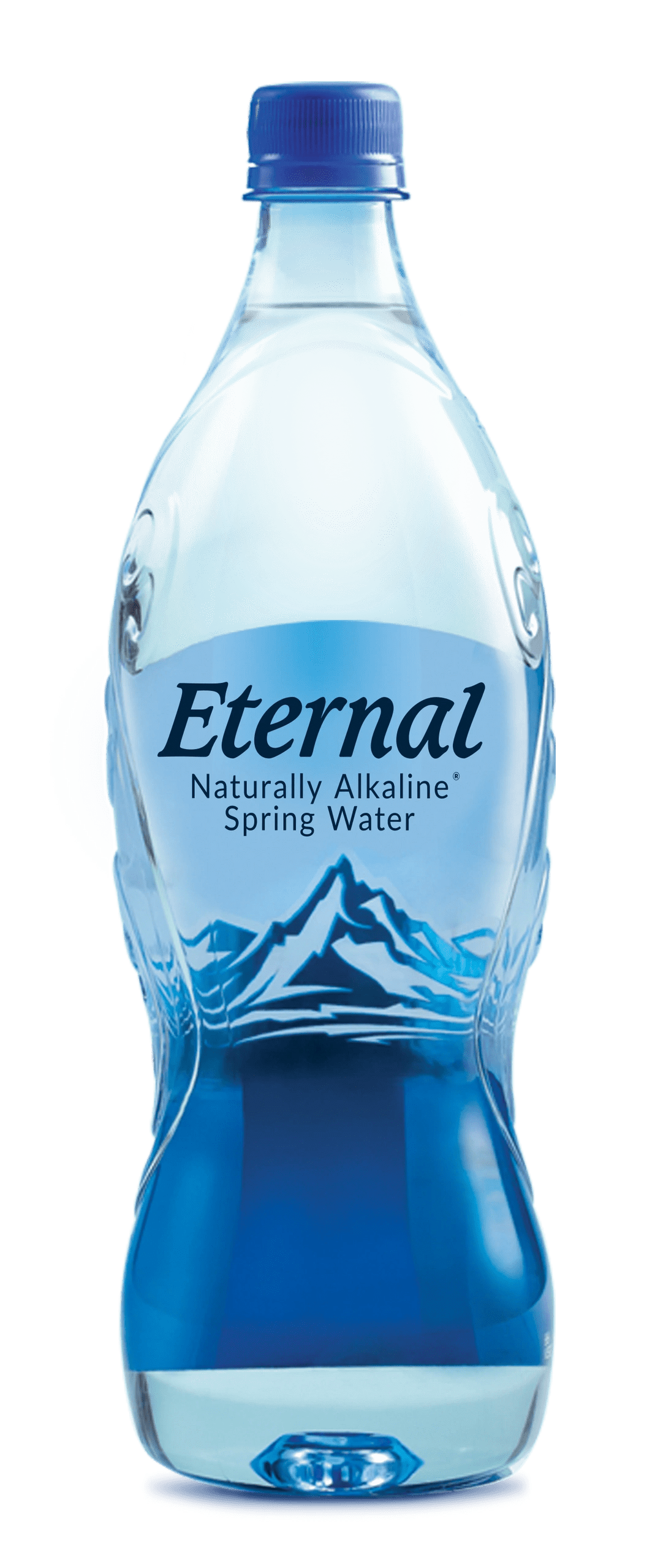 Blue bottle with mountain design
