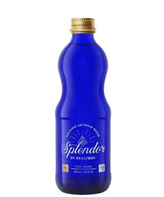 Volcanic artisan water in blue bottle