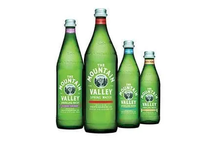 Assorted Mountain Valley water bottles