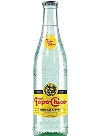 Sparkling water bottle with yellow label