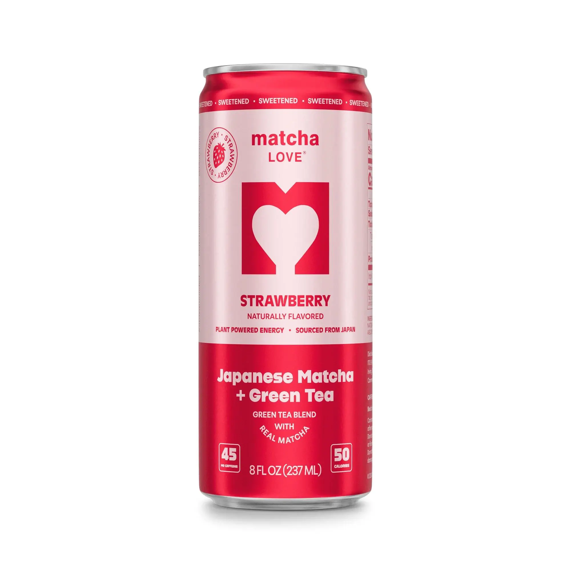 Strawberry-flavored matcha drink can