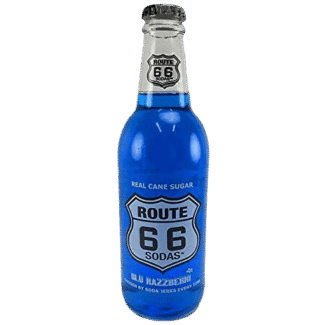 Blue Route 66 soda bottle
