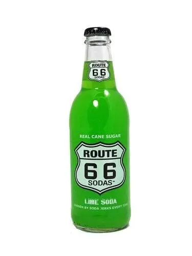Green Route 66 lime soda bottle