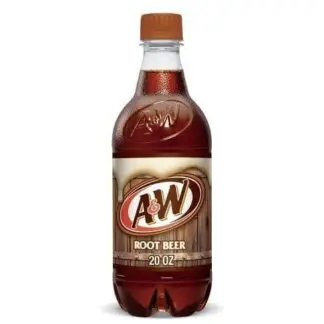 A&W soda bottle on white background