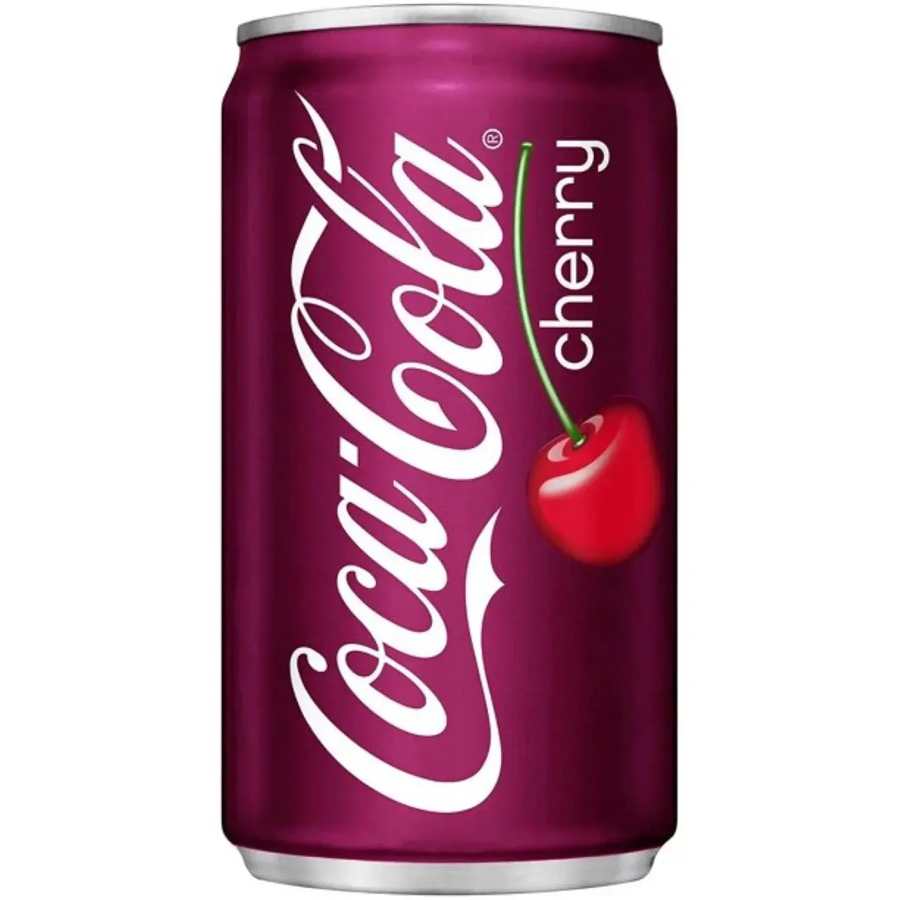Cherry Coca-Cola can with red cherry design.