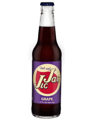 A bottle of Jac Jac grape-flavored soft drink.