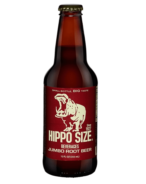 Jumbo root beer with hippo logo