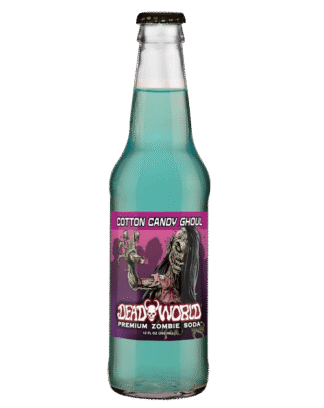 Blue zombie-themed soda bottle