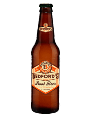Bedford's Root Beer with orange label design.
