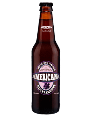 Glass bottle of Americana huckleberry soda