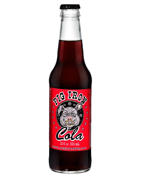 Glass bottle of Pig Iron Cola soda