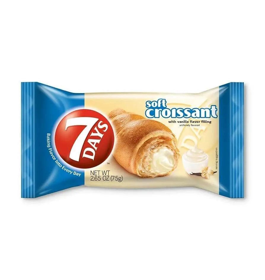 Soft croissant with vanilla filling package