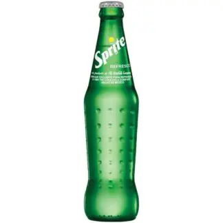 Green glass bottle of Sprite soda