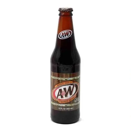 A&W soda in glass bottle