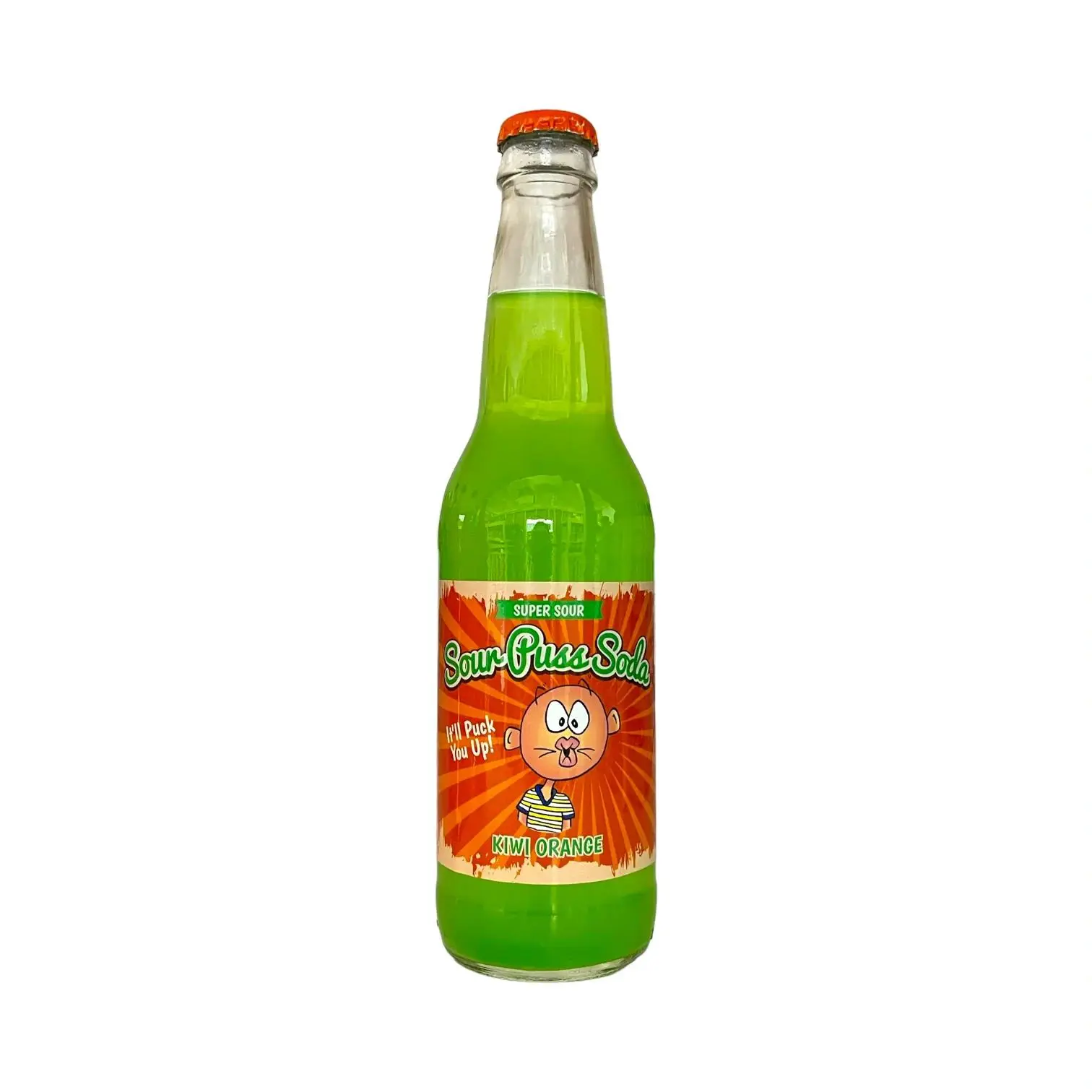 Sour Puss soda with cartoon label