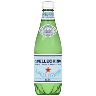 Green bottle of S.Pellegrino sparkling water