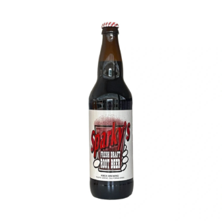 Sparky's root beer in glass bottle