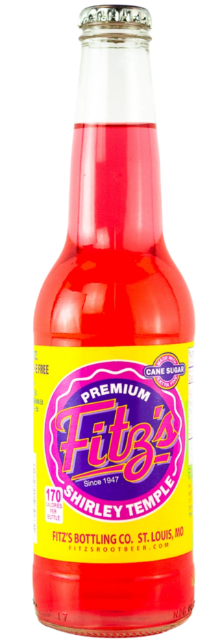 Red soda in glass bottle