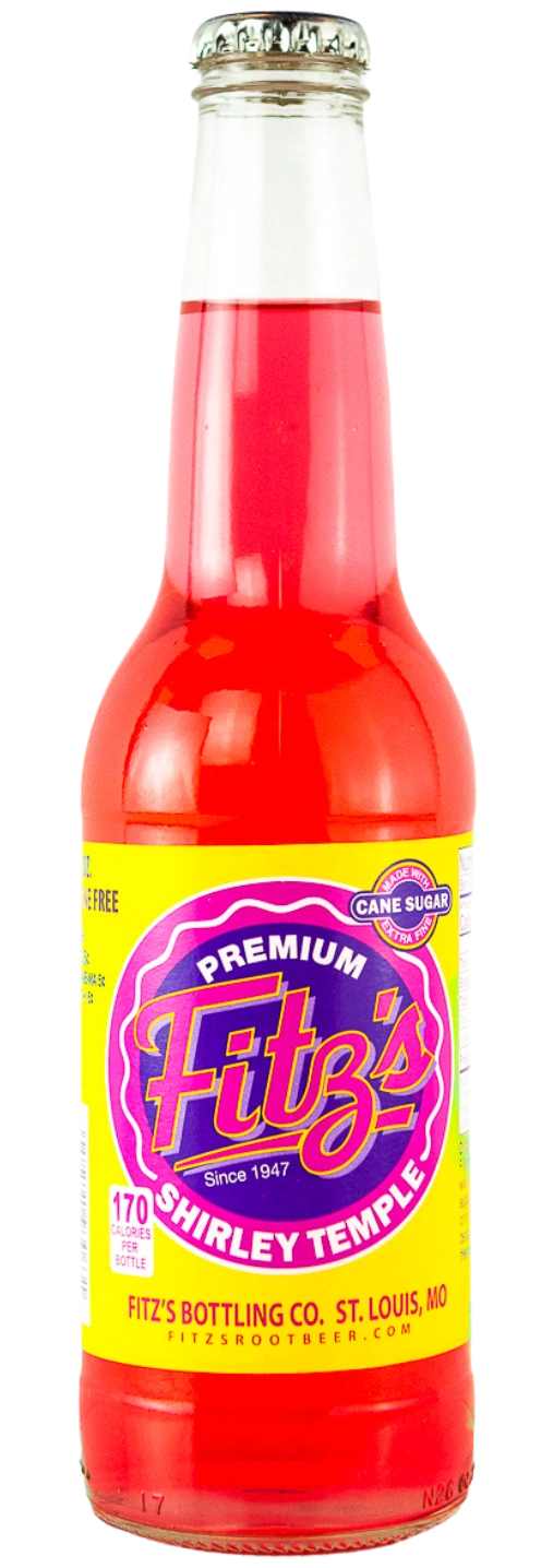 Red soda in glass bottle