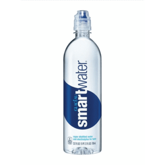 Clear Smartwater bottle with blue label