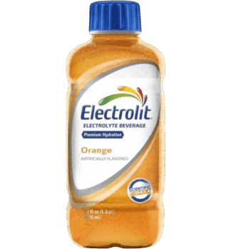 Orange flavored Electrolit with blue cap