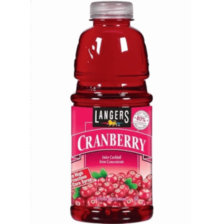 Cranberry juice bottle with red label
