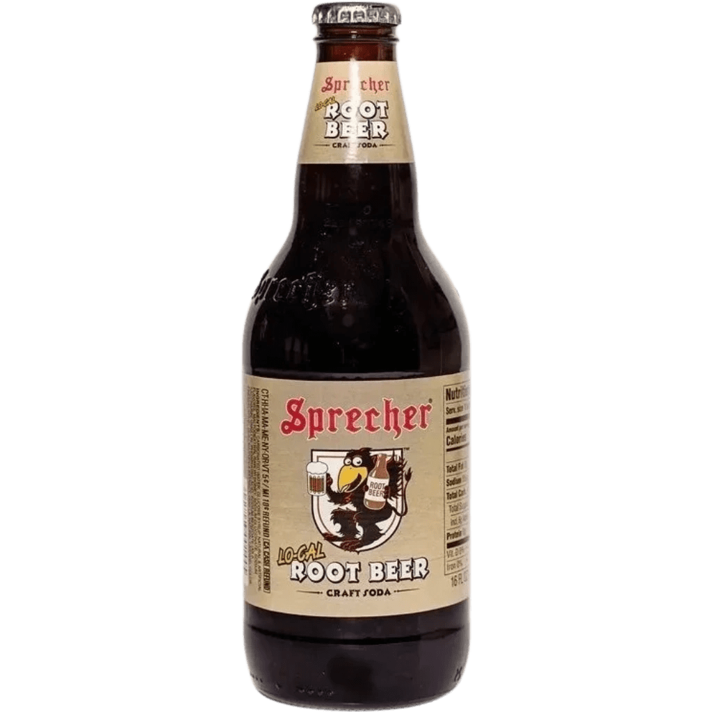 Sprecher Root Beer bottle on black background