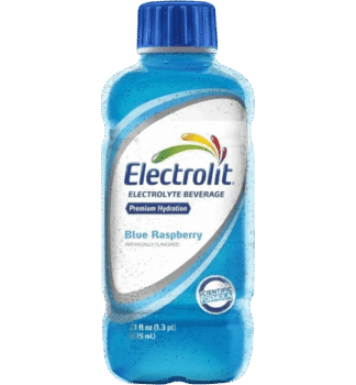 Blue bottled electrolyte drink