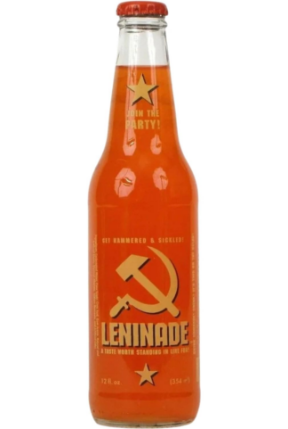 Soviet-themed Leninade soda bottle design.